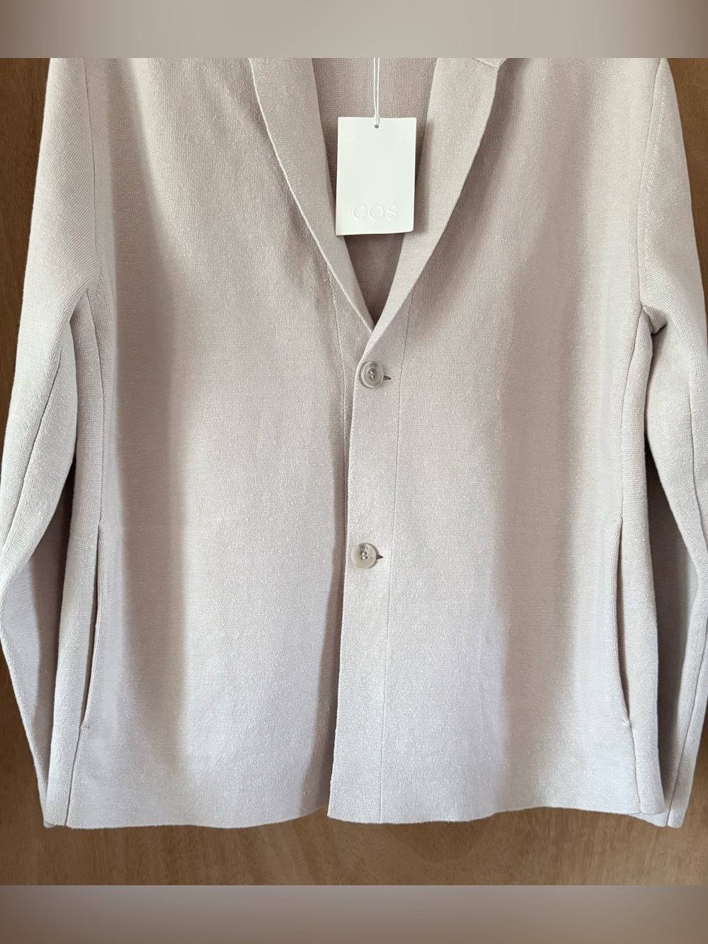 COS Milano Knit Linen Blend Blazer Jacket Light Beige Relaxed Men's Medium NWT - Picture 14 of 14